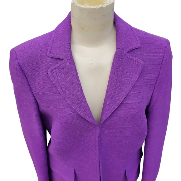 Evan Picone Jacket Blazer Open Front Career Essentials Hook Eye Purple NWT Sz10 - Picture 5 of 12